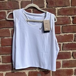 Nike Dri-Fit Womens Mesh Panel Racerback Athletic Training Tank top White 3XL NW